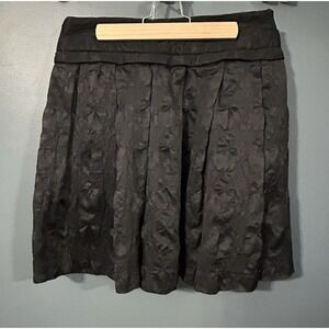 Theory‎ Lanu Pleated Mini Skirt Black Wool Silk Size 4